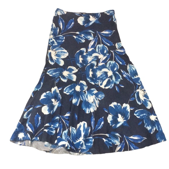 Julie Mitchell | Blue Linen Floral Skirt - Picture 1 of 6